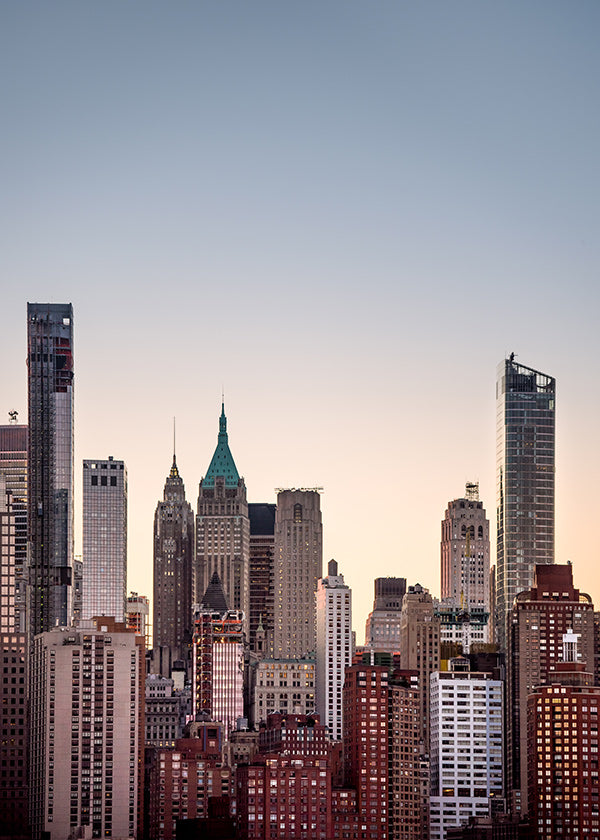 Poster de cidades com skyline ao anoitecer