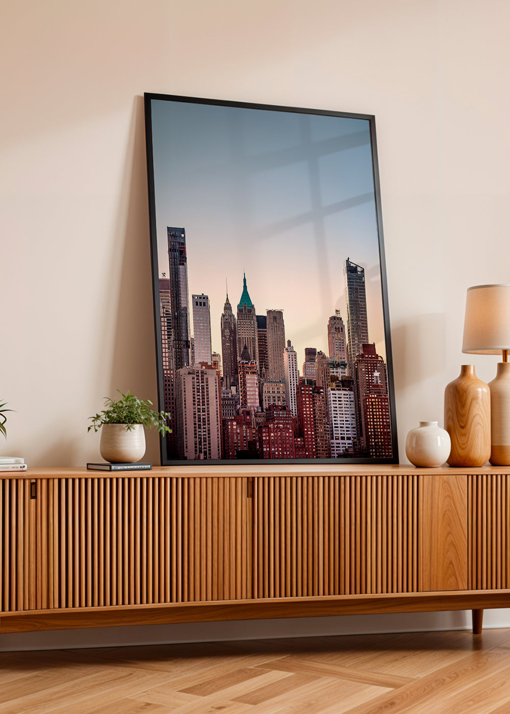 Poster de cidades com skyline ao anoitecer – Product1