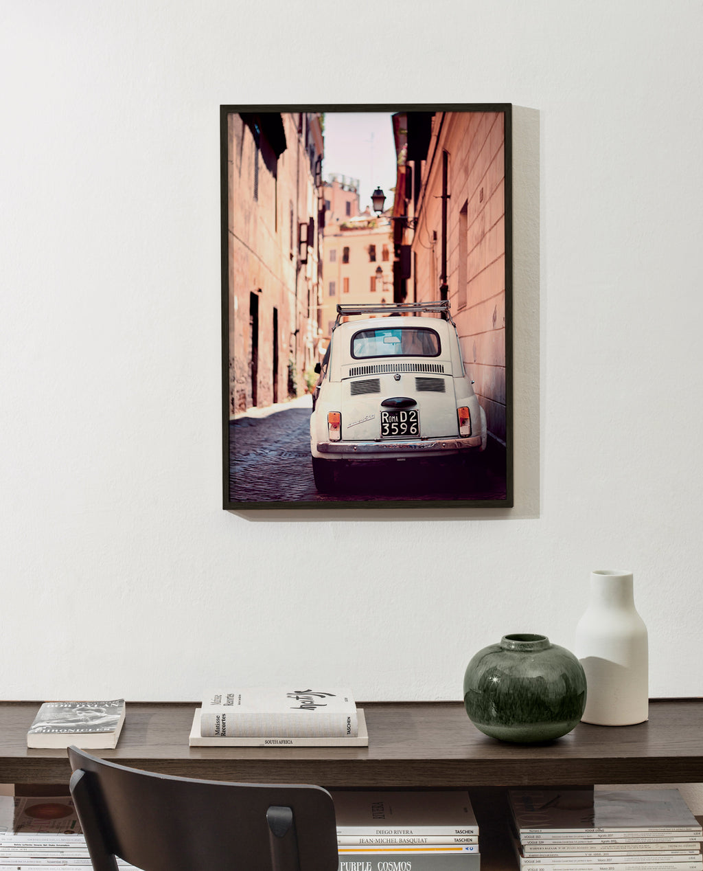 Arte para cozinha: carro clássico numa rua romana – Product1