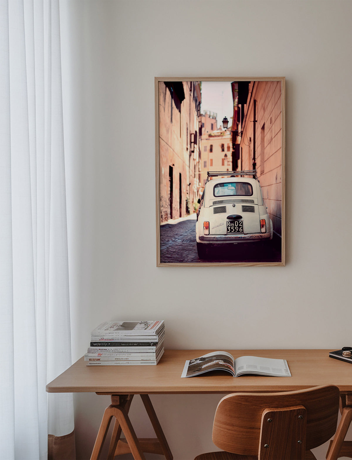 Arte para cozinha: carro clássico numa rua romana – Product2