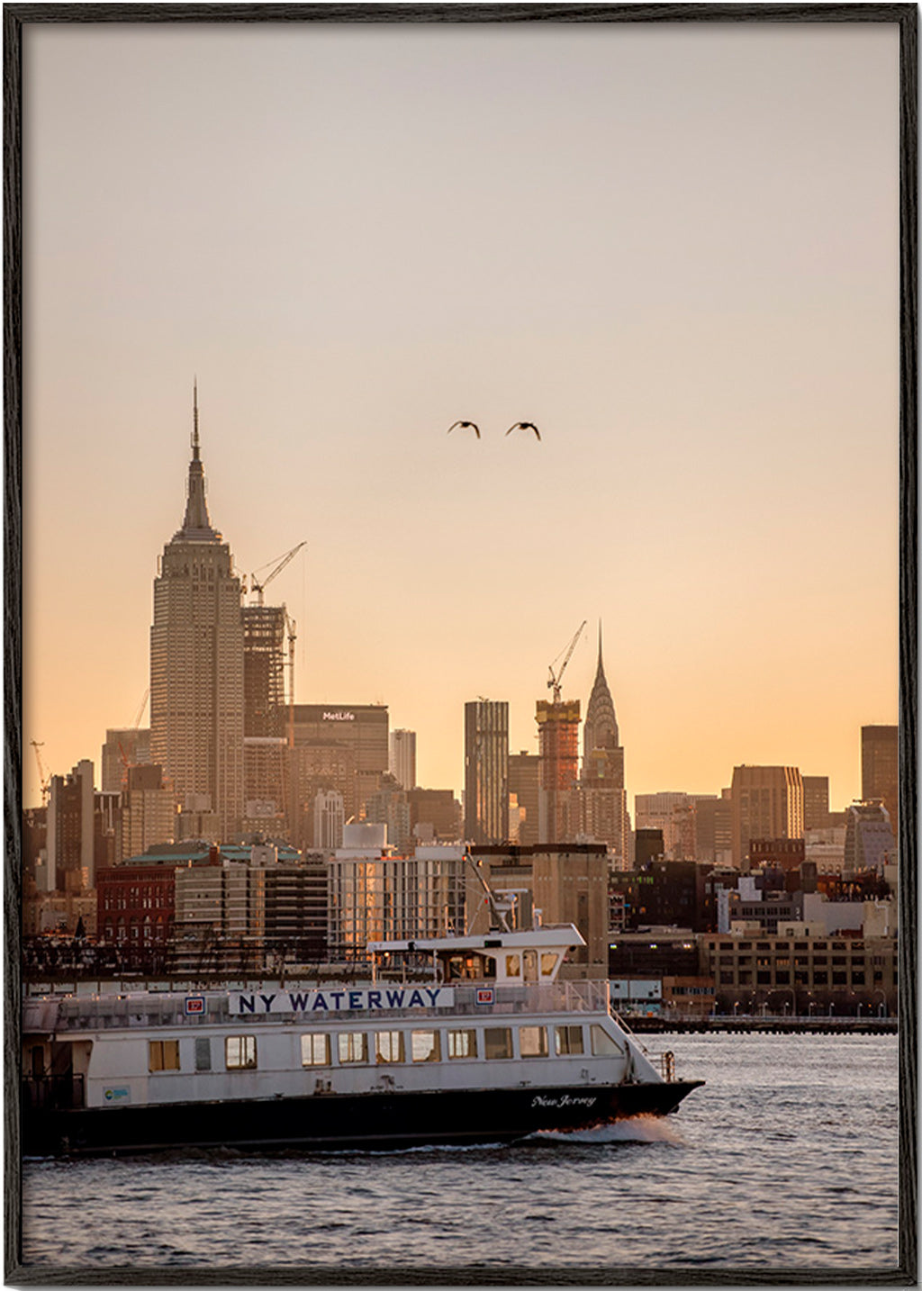 Arte para cidade Skyline de Manhattan – Black Frame