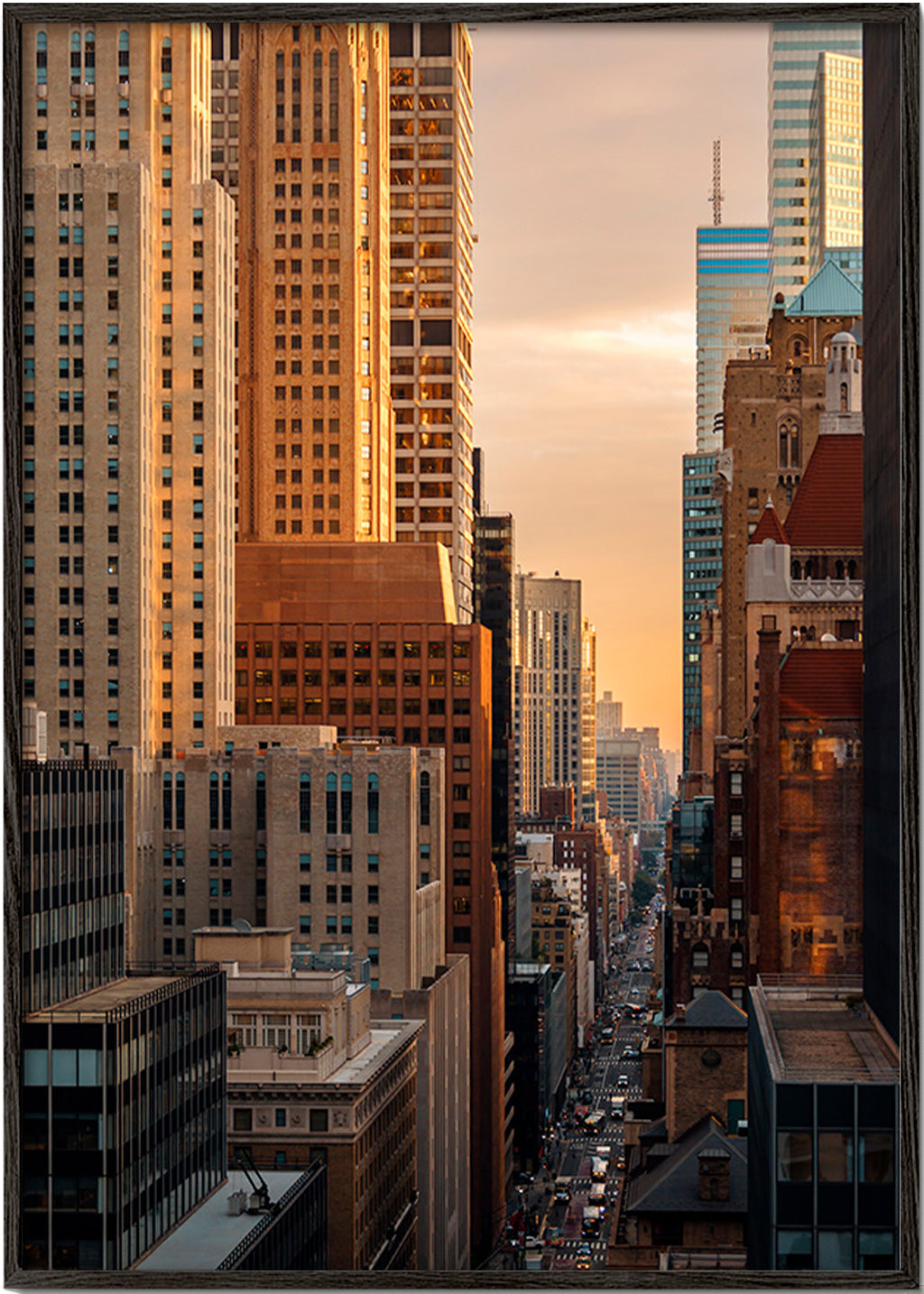 Quadro de cidade ao amanhecer – Black Frame