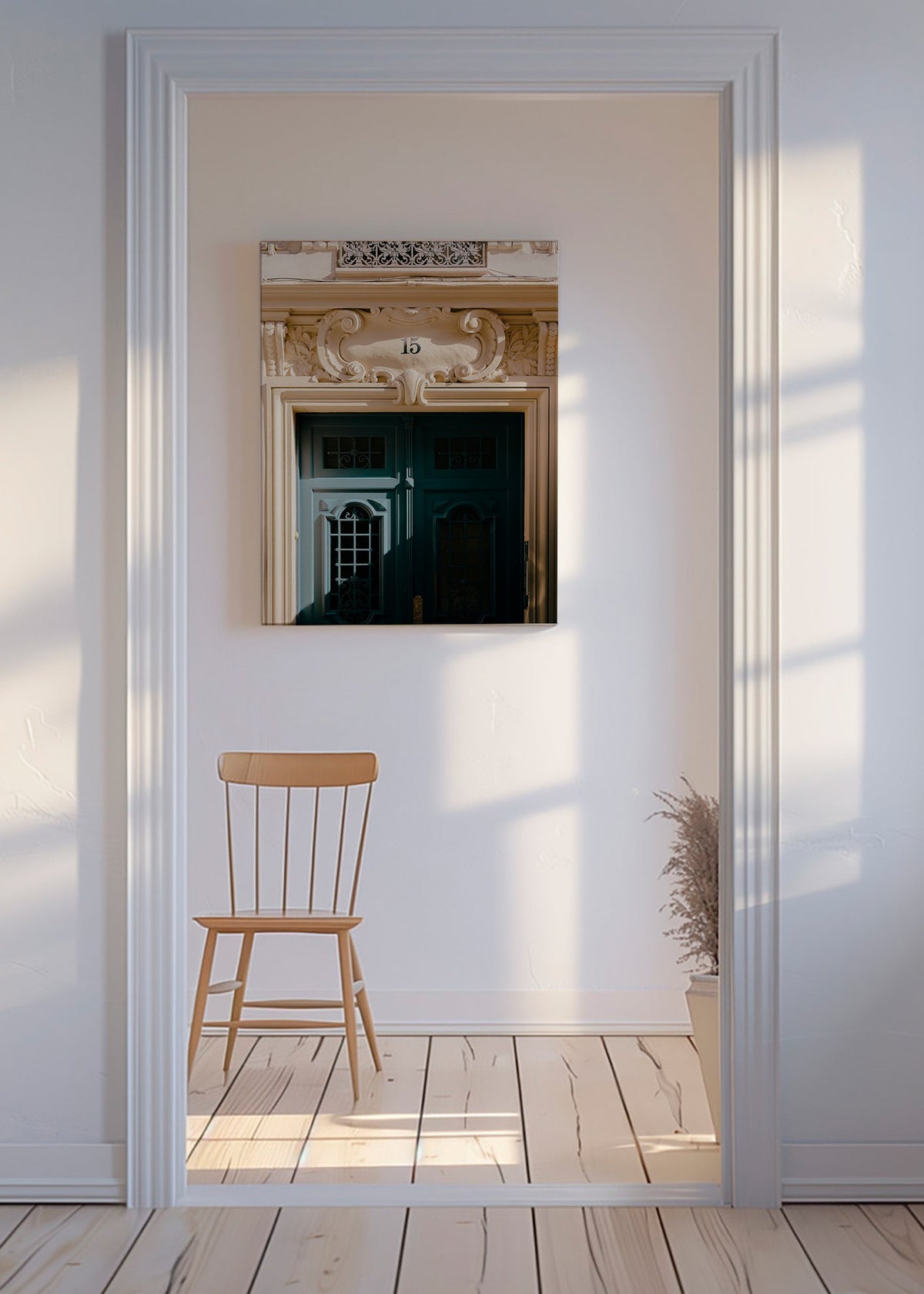 Arte para cidade: porta verde e número 15 – Canvas