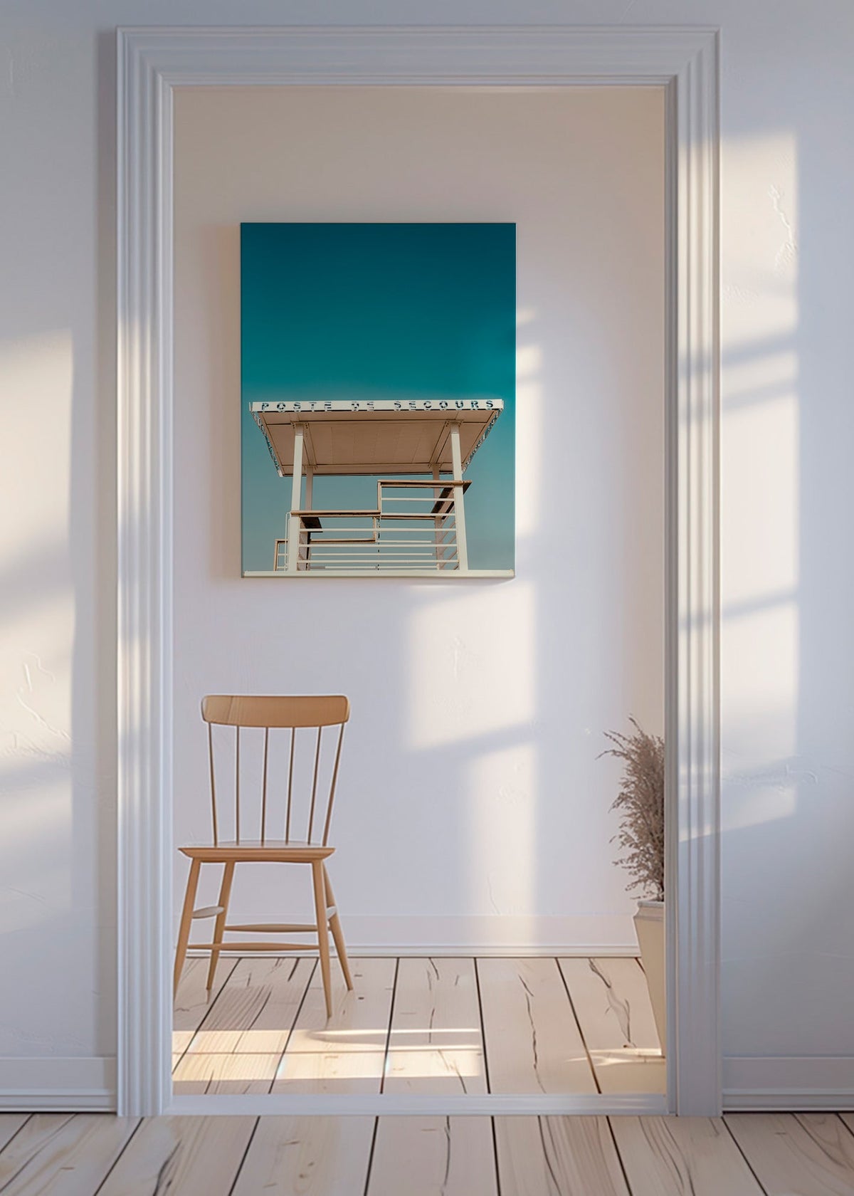 Fotografia de torre de resgate à beira-mar – Canvas