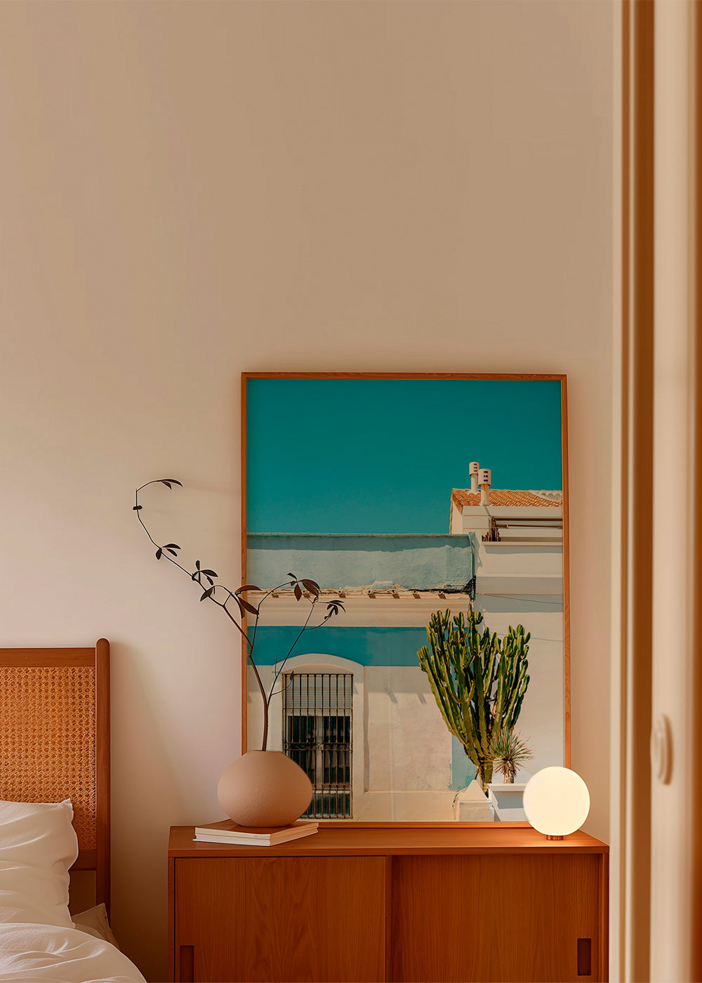 Estampa botânica: fachada mediterrânea com cacto – Product2