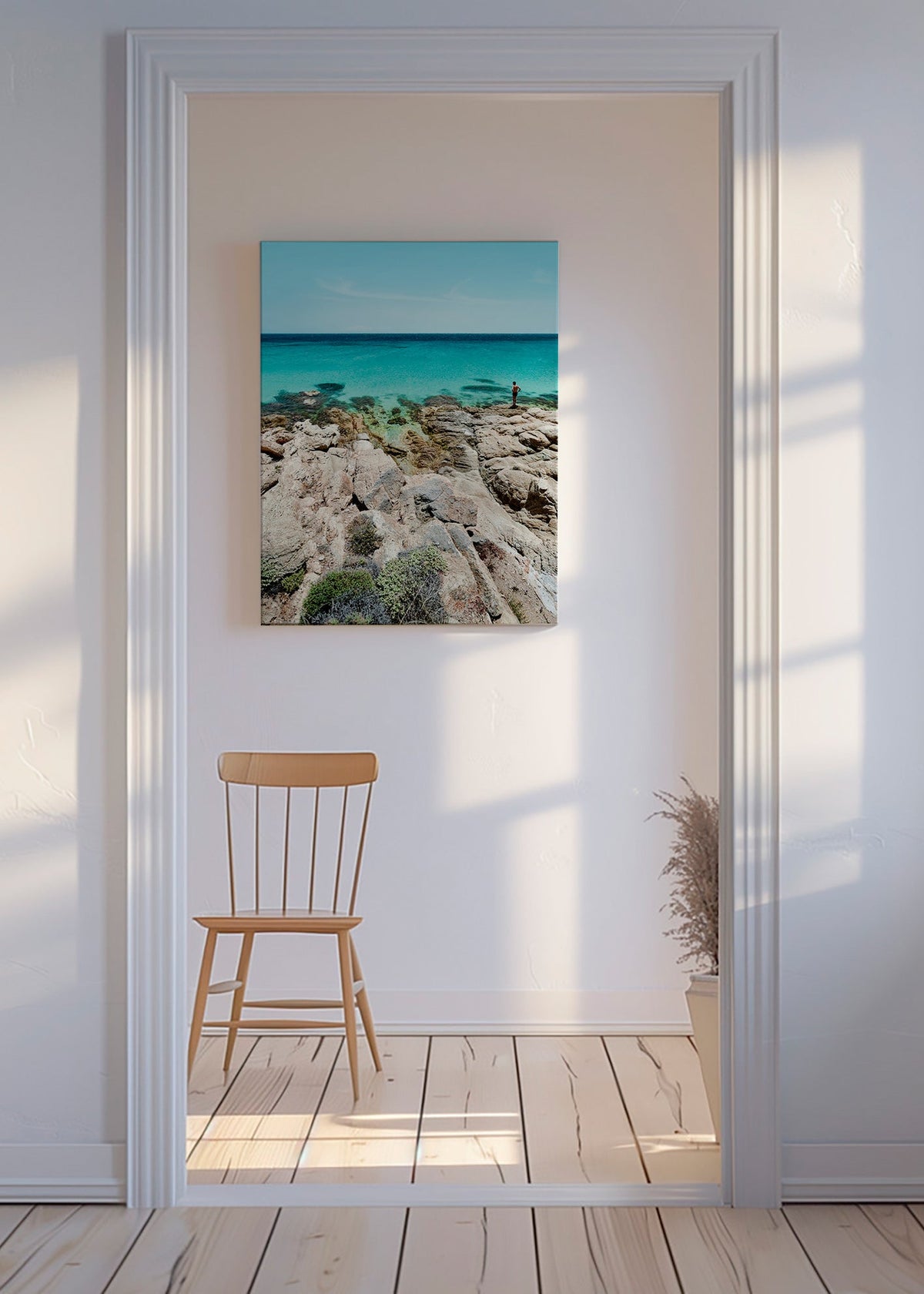 Arte paisagística: costa rochosa e mar turquesa – Canvas