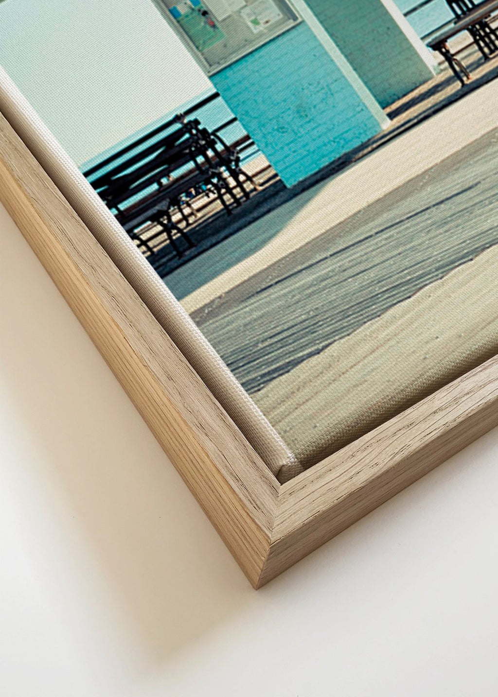 Fotografia de cais com banco solitário – Canvas detail