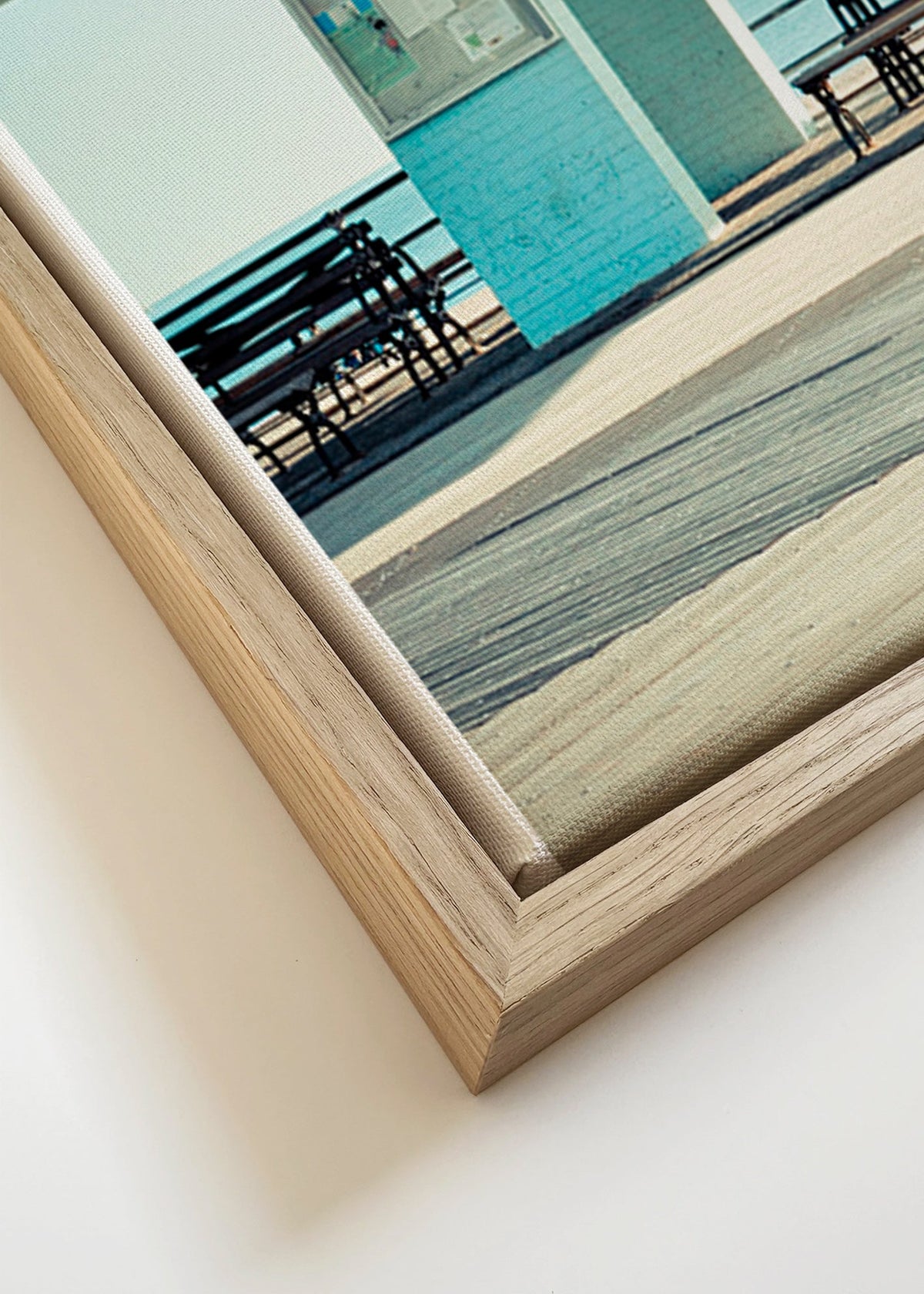 Fotografia de cais com banco solitário – Canvas detail