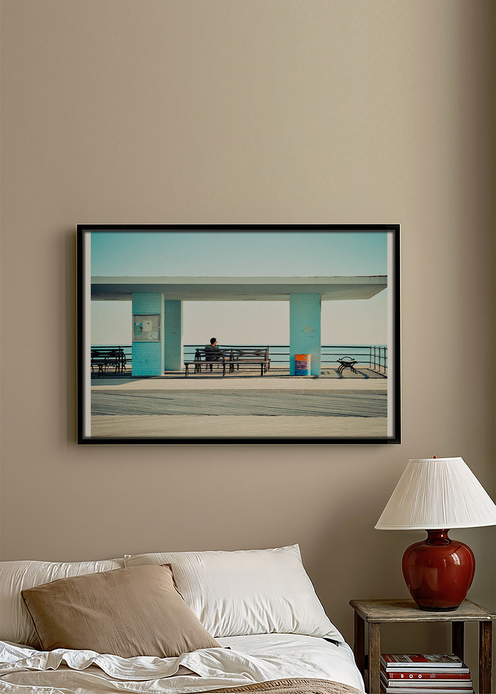 Fotografia de cais com banco solitário – Canvas2