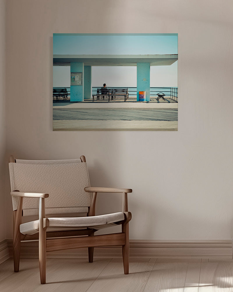 Fotografia de cais com banco solitário – Canvas