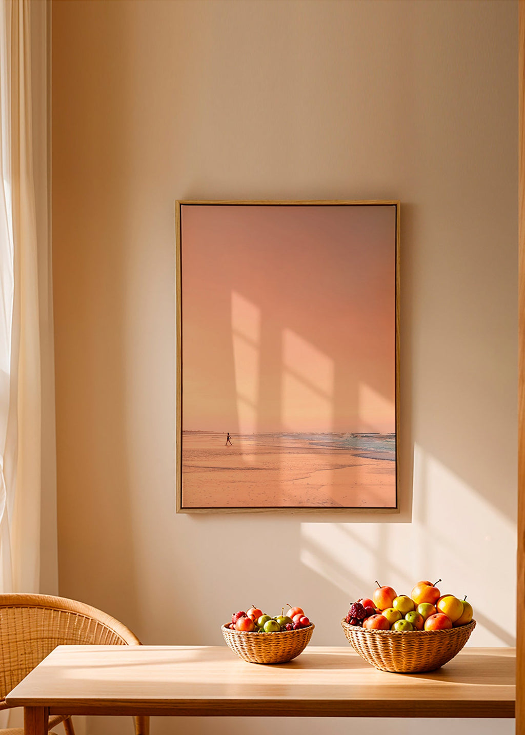 Arte para paisagem: praia ao amanhecer em tons pastel – Canvas1