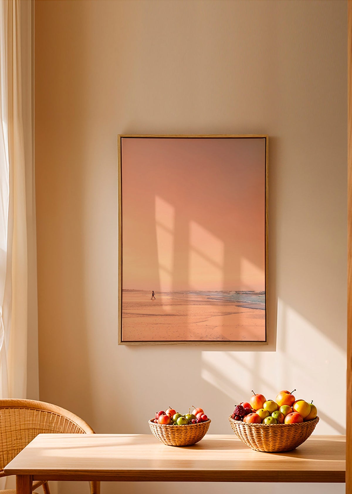 Arte para paisagem: praia ao amanhecer em tons pastel – Canvas1