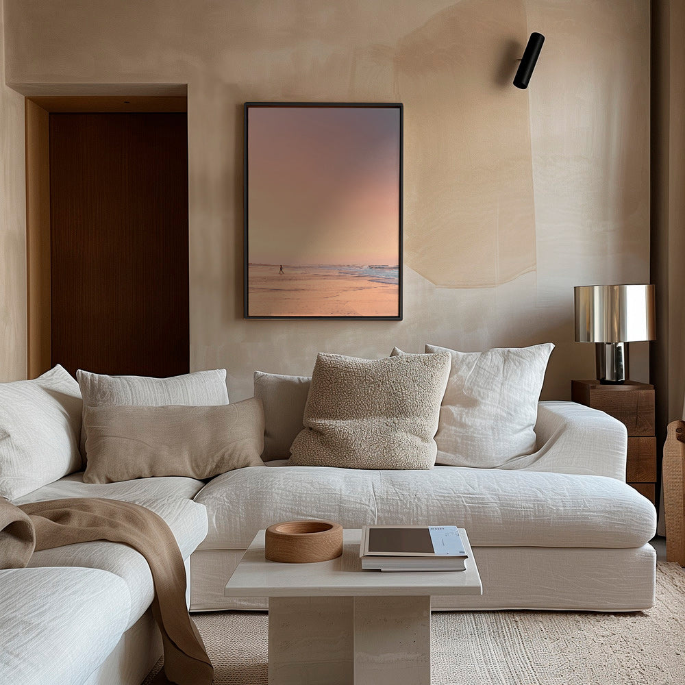 Arte para paisagem: praia ao amanhecer em tons pastel – Canvas2