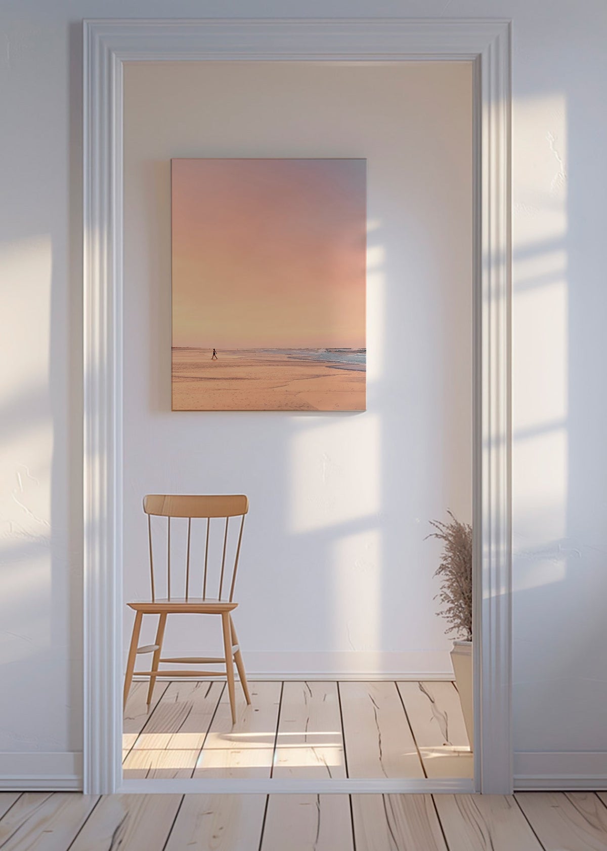 Arte para paisagem: praia ao amanhecer em tons pastel – Canvas