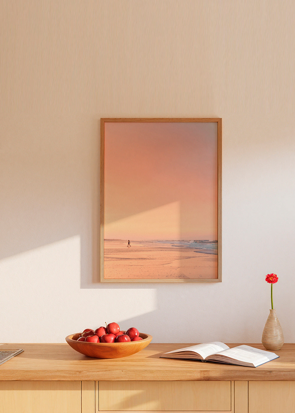Arte para paisagem: praia ao amanhecer em tons pastel – Product1