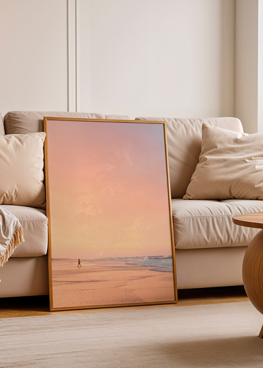 Arte para paisagem: praia ao amanhecer em tons pastel – Product3