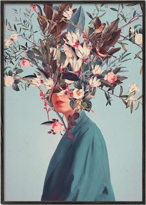 Estampa botânica com retrato floral