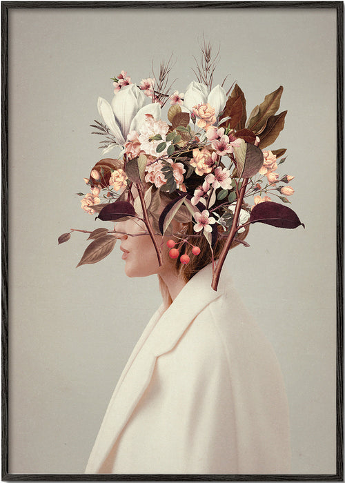 Estampa botânica com retrato floral