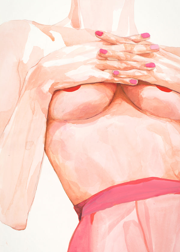 Ilustração: torso feminino em aquarela