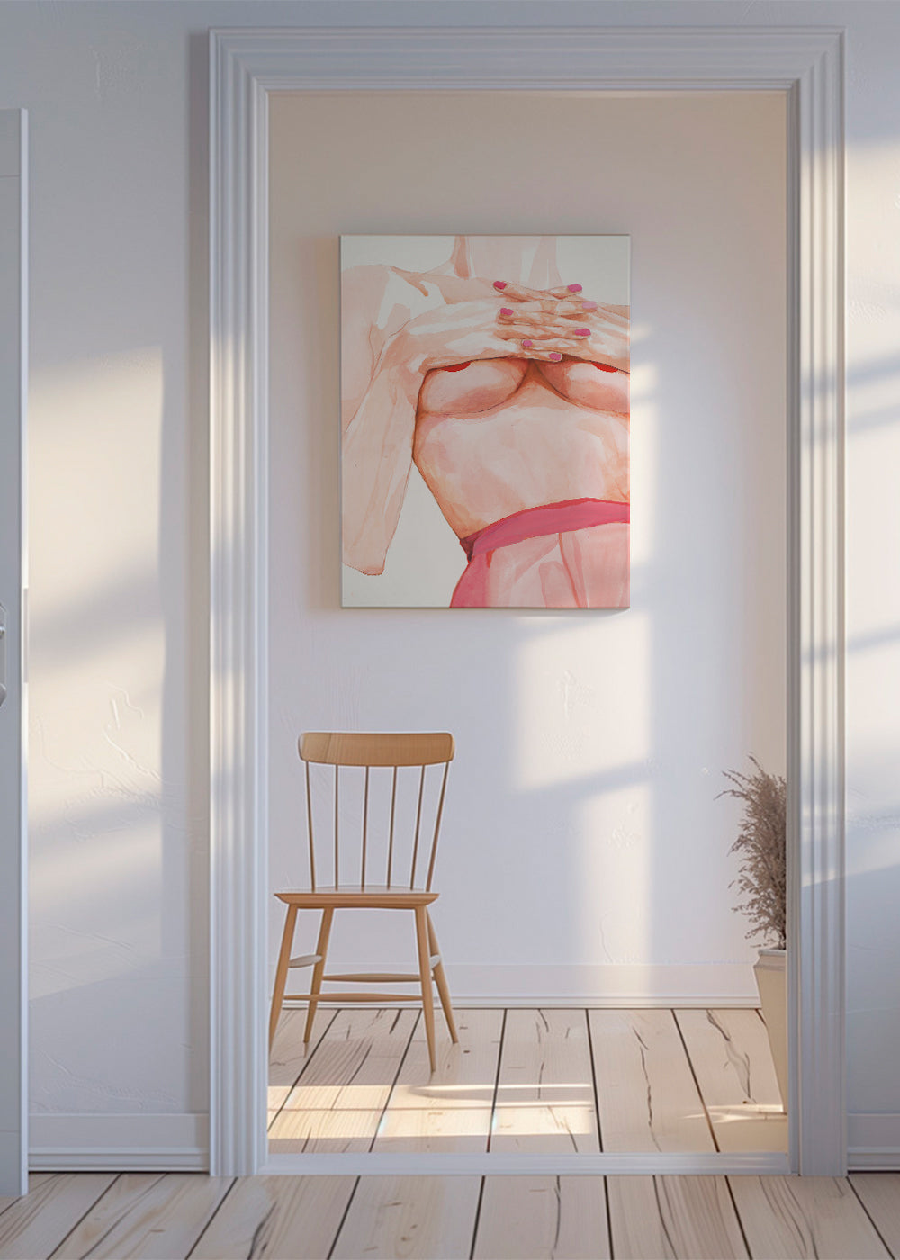 Ilustração: torso feminino em aquarela