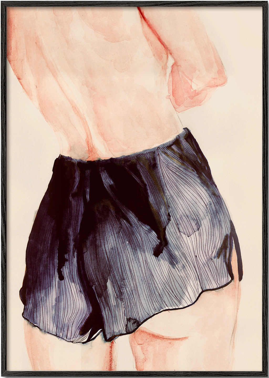 Ilustração feminina em aquarela com saia curta