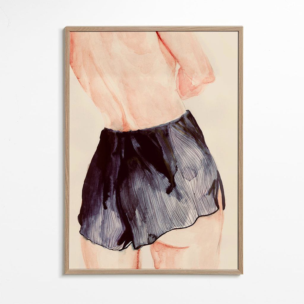 Ilustração feminina em aquarela com saia curta