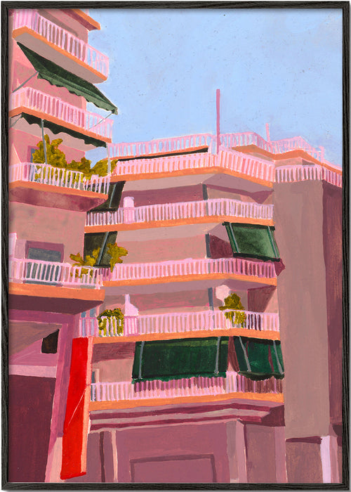 Ilustração de edifícios rosa