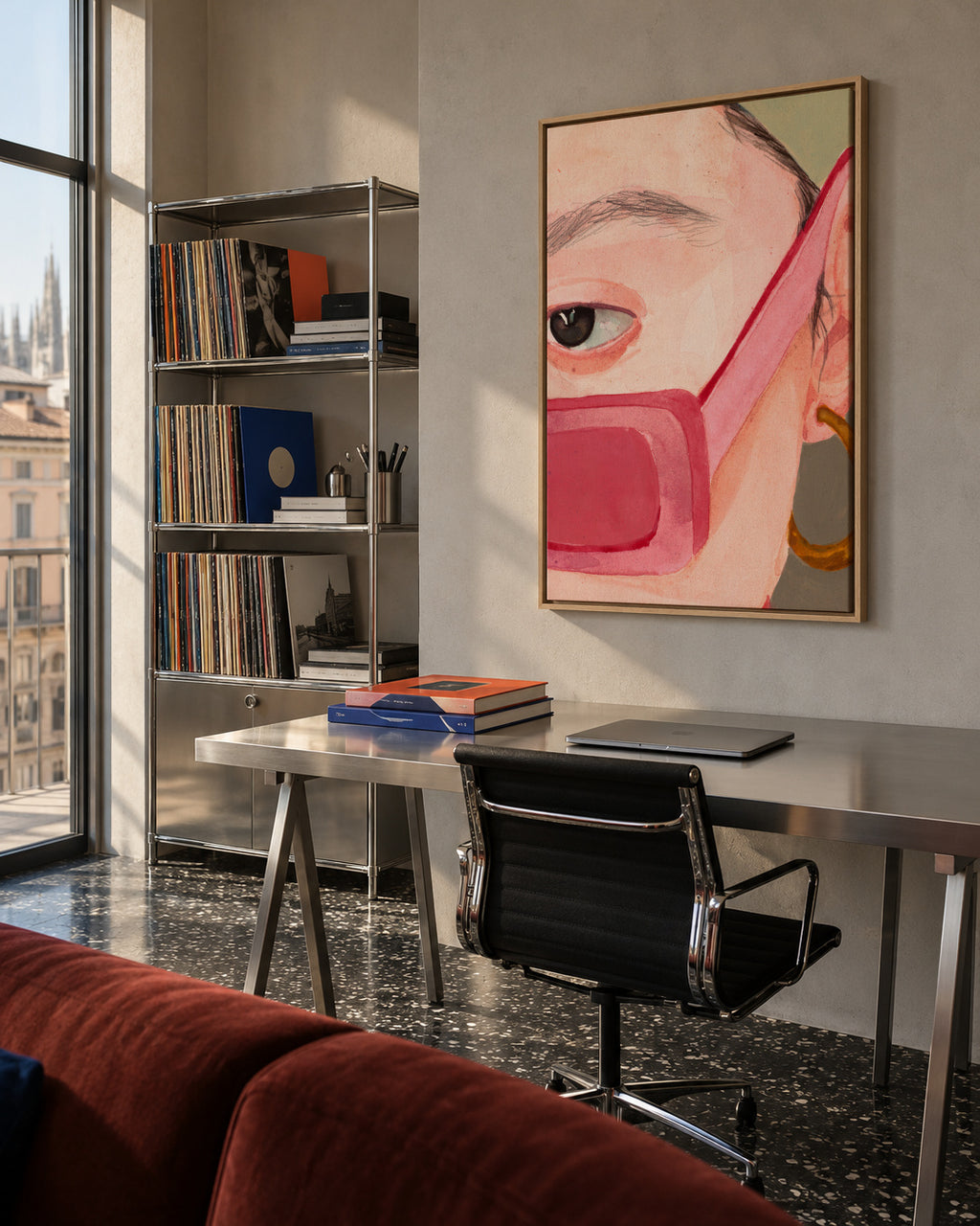 Hidden-smiles - Framed canvas in an interior
