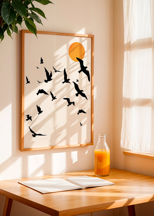 Pássaros em voo arte minimal