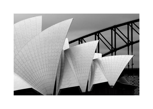 Quadro de cidades Opera House em preto e branco