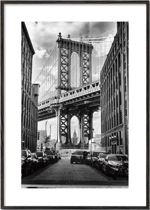 Poster de cidades Manhattan Bridge preto e branco