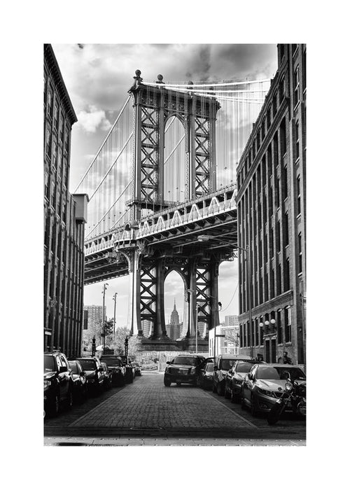 Poster de cidades Manhattan Bridge preto e branco