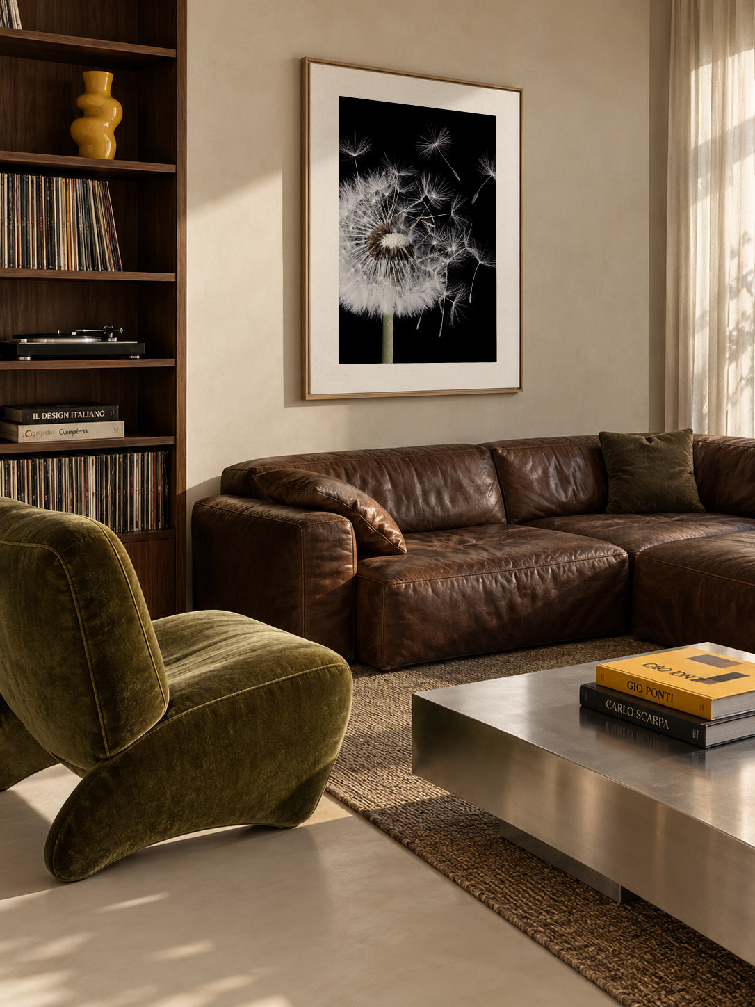 Dandelion Blowing - Framed canvas in an interior