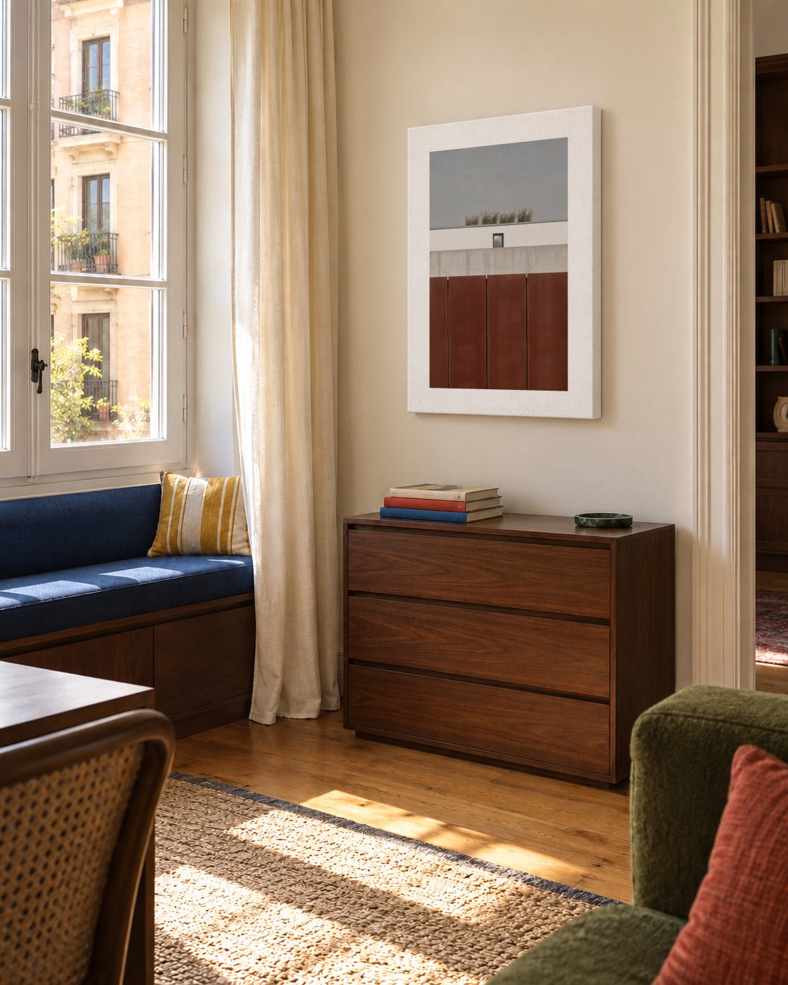 behind the wall - Unframed canvas in an interior