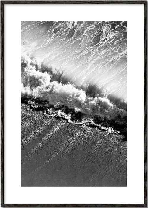Quadro paisagem: ondas aéreas a preto e branco