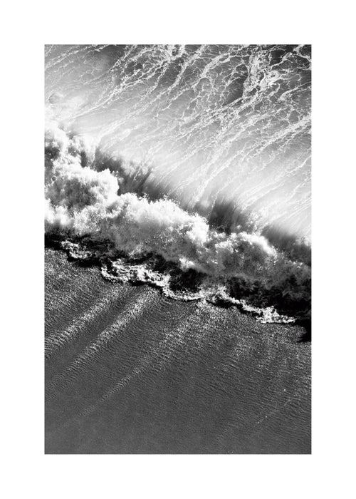 Quadro paisagem: ondas aéreas a preto e branco