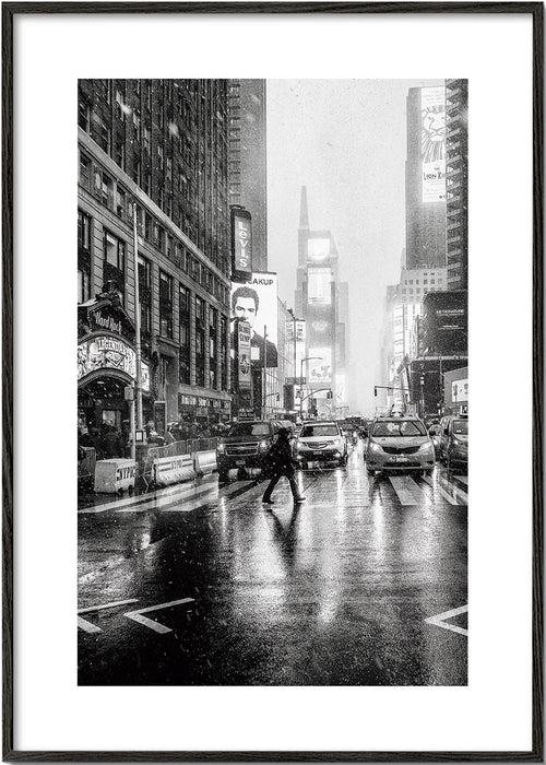Quadro de cidades preto e branco: Times Square chuvoso