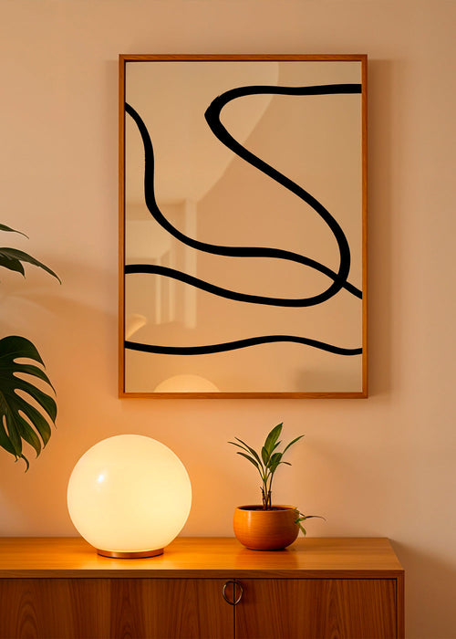 Design minimalista linhas pretas sobre bege