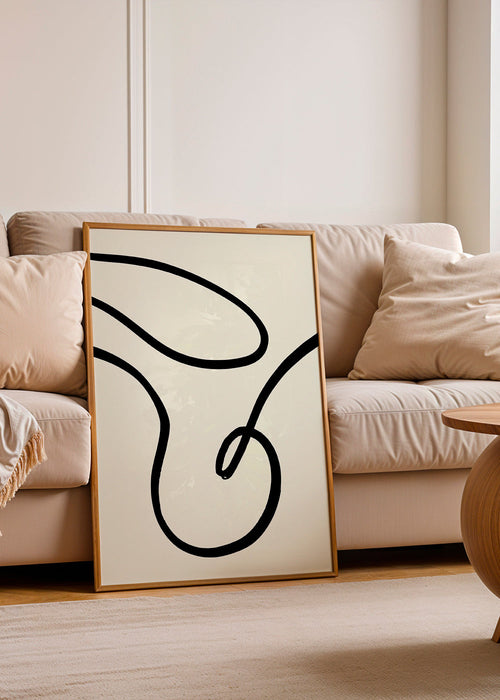 Quadro minimalista linhas pretas orgânicas
