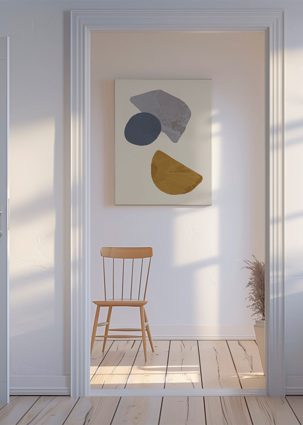 Arte abstrata com formas orgânicas bege