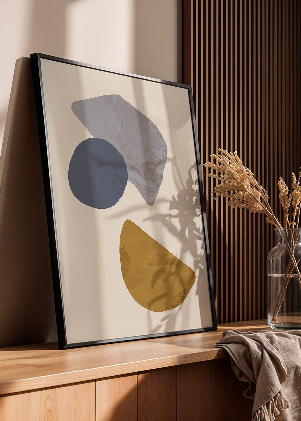 Arte abstrata com formas orgânicas bege