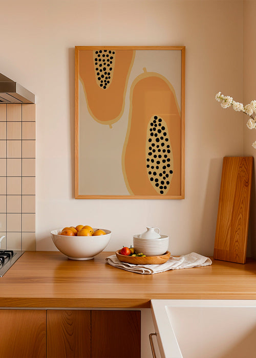 Arte para cozinha papaya minimal