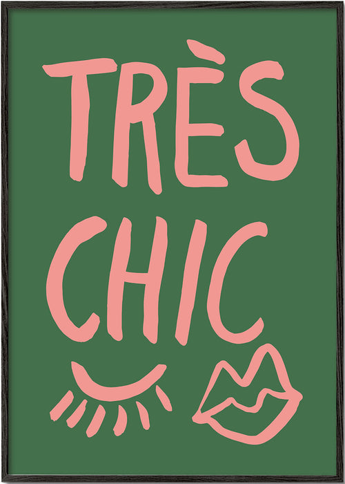 Ilustração Très Chic rosa sobre fundo verde