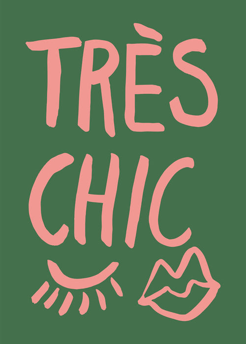Ilustração Très Chic rosa sobre fundo verde