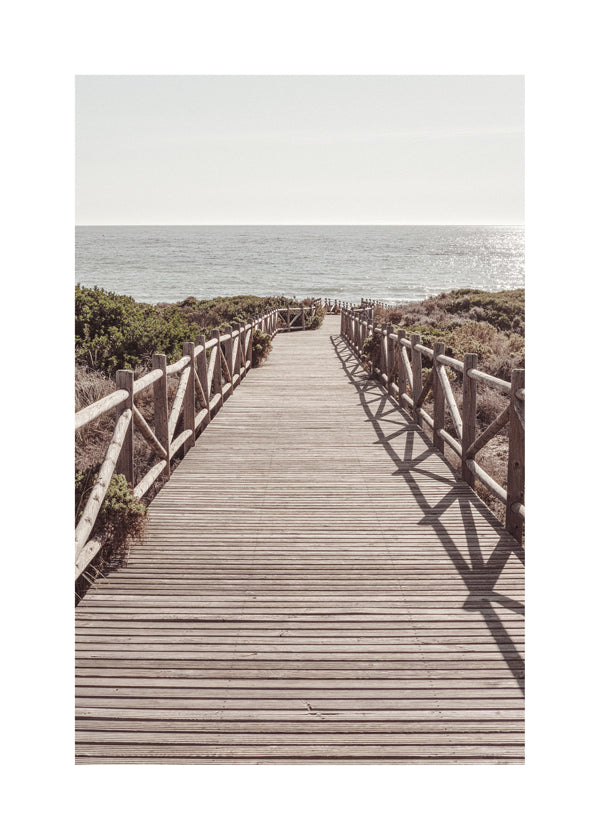 Quadro paisagem com passarela para a praia