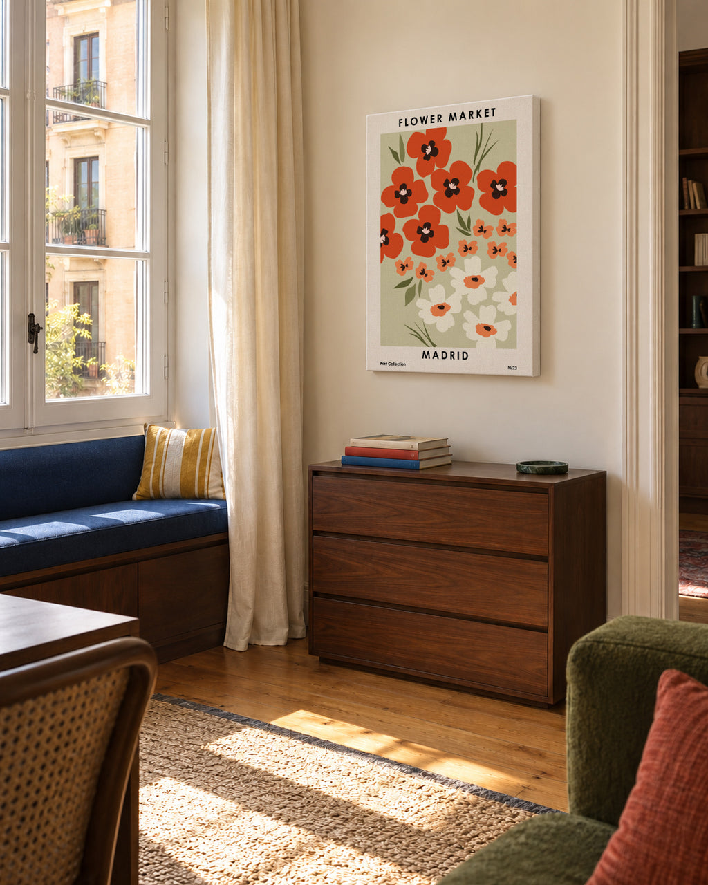 Flower Market Madrid - Unframed canvas in an interior