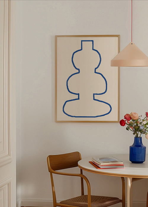 Design minimalista com contorno azul