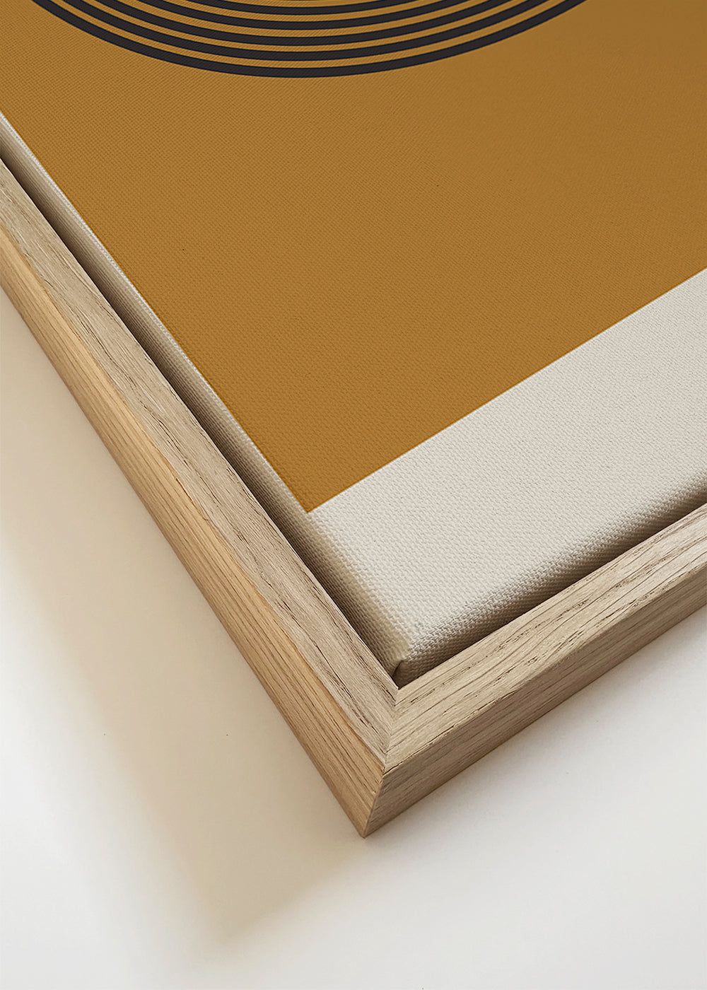 Poster geométrico círculos concêntricos com bloco ocre