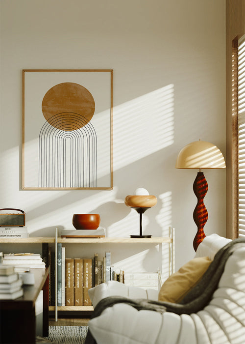Quadro geométrico com arco ocre