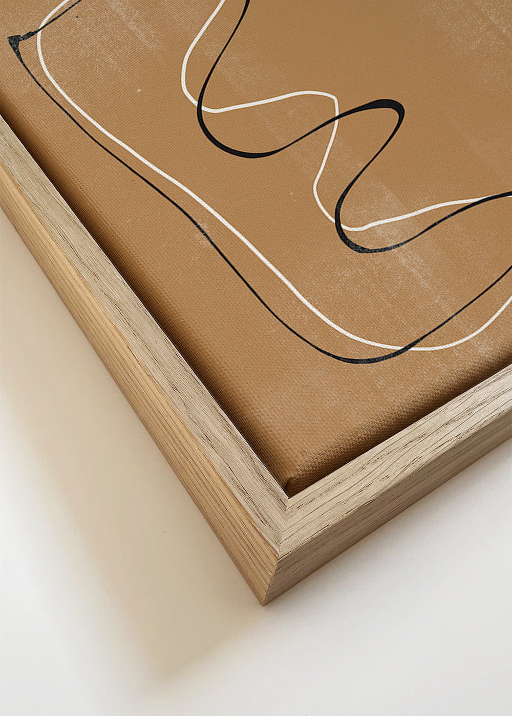 Arte abstrata: rosto linear em fundo ocre